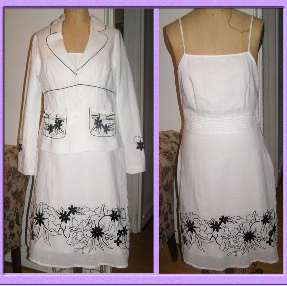 NWT Crisp white LAPIS  dress and jacket set M 8-10 - Picture 3 of 10